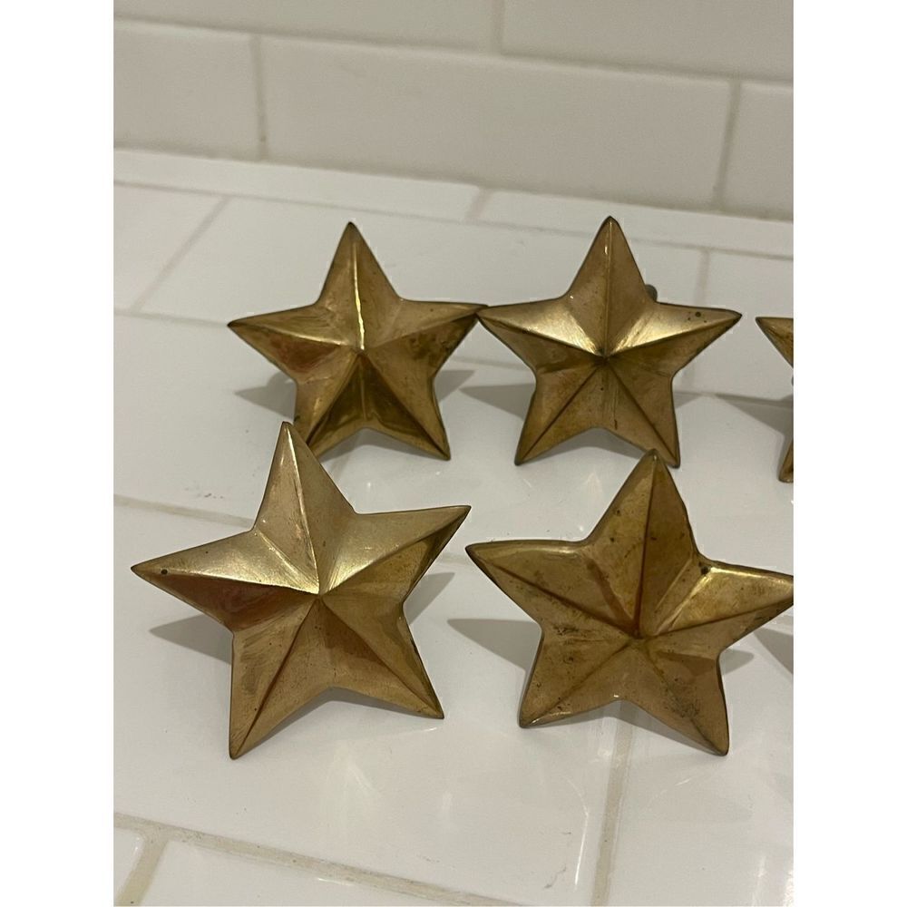 Vintage Solid Brass Star Napkin Rings | Rustic Western Holiday Table (Set of 10)